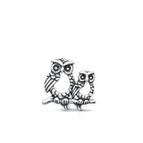 Sterling Silver Oxidized Owls Pendant