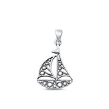 Sterling Silver Oxidized Sailboat Pendant