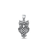 Sterling Silver Oxidized Owl Pendant-20mm