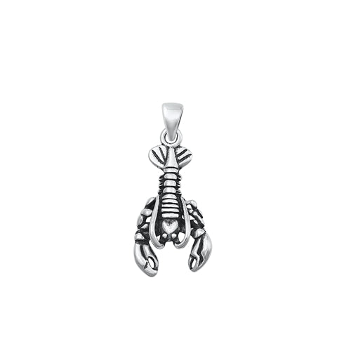 Sterling Silver Oxidized Lobster Pendant