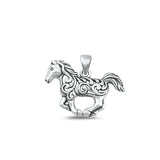 Sterling Silver Oxidized Horse Pendant-18mm