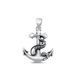 Sterling Silver Oxidized Anchor and Tentacle Pendant