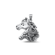 Load image into Gallery viewer, Sterling Silver Oxidized Horse Head Pendant