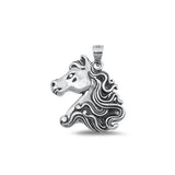 Sterling Silver Oxidized Horse Head Pendant