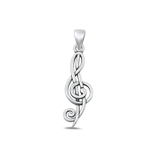 Sterling Silver Oxidized Musical Note Pendant