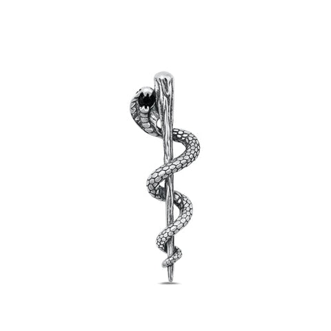 Sterling Silver Oxidized Cobra Snake Pendant