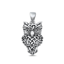 Load image into Gallery viewer, Sterling Silver Oxidized Owl Pendant-29mm