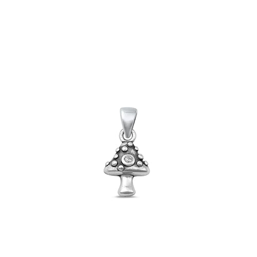 Sterling Silver Oxidized Mushroom Pendant