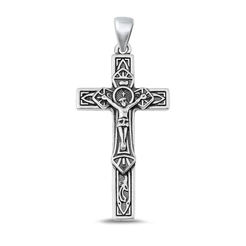 Sterling Silver Oxidized Crucifix Cross Pendant