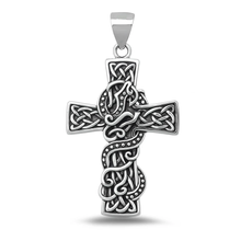 Load image into Gallery viewer, Sterling Silver Oxidized And Polished Celtic Cross Pendant