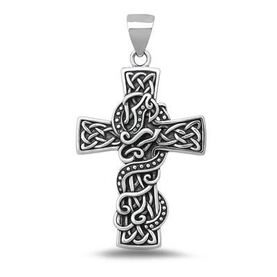 Sterling Silver Oxidized And Polished Celtic Cross Pendant