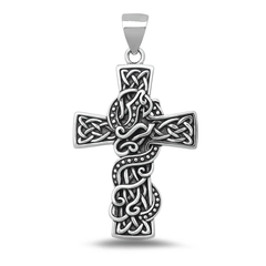 Sterling Silver Oxidized And Polished Celtic Cross Pendant