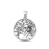 Sterling Silver Oxidized Tree and Owl Pendant