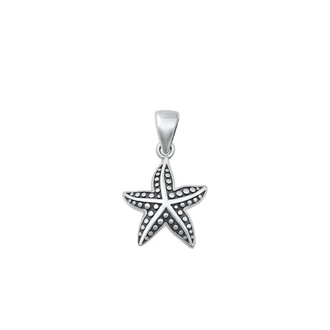 Sterling Silver Oxidized Starfish Pendant-14mm