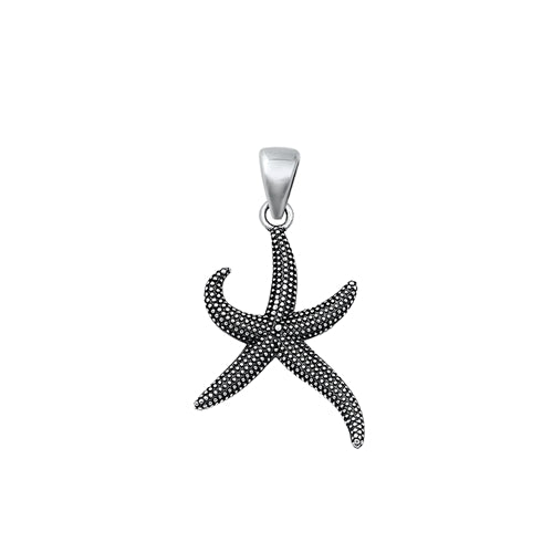 Sterling Silver Oxidized Starfish Pendant