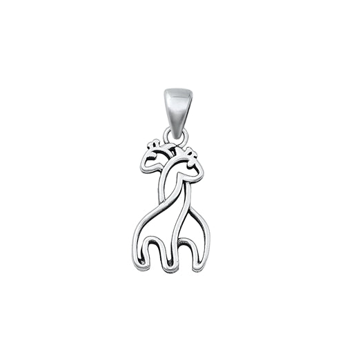 Sterling Silver Oxidized Giraffe Pendant