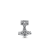 Sterling Silver Oxidized Celtic Hammer Pendant-19.4mm