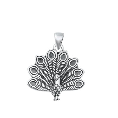 Sterling Silver Oxidized Peacock Pendant