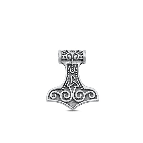 Sterling Silver Oxidized Celtic Hammer Pendant-23.5mm