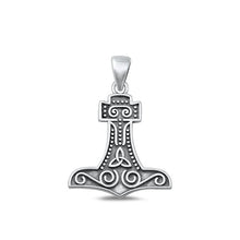 Load image into Gallery viewer, Sterling Silver Oxidized Celtic Hammer Pendant-23.9mm