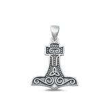 Sterling Silver Oxidized Celtic Hammer Pendant-23.9mm