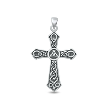 Load image into Gallery viewer, Sterling Silver Oxidized Celtic Cross And Triquetra Pendant