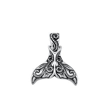 Load image into Gallery viewer, Sterling Silver Oxidized Whale Tail Pendant