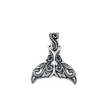 Sterling Silver Oxidized Whale Tail Pendant