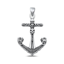 Load image into Gallery viewer, Sterling Silver Oxidized Anchor and Skull Pendant-37.4mm