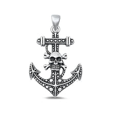 Load image into Gallery viewer, Sterling Silver Oxidized Anchor and Skull Pendant