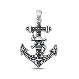 Sterling Silver Oxidized Anchor and Skull Pendant