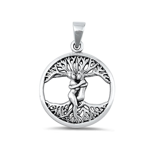 Sterling Silver Oxidized Lovers Tree Pendant