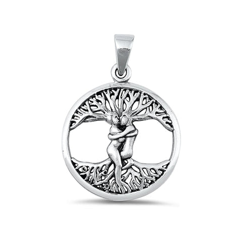 Sterling Silver Oxidized Lovers Tree Pendant