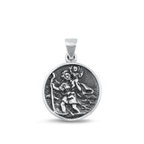 Sterling Silver Oxidized St.Christopher Pendant