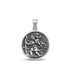 Sterling Silver Oxidized St.Christopher Pendant