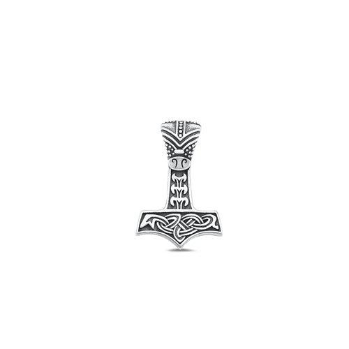 Sterling Silver Oxidized Thor's Hammer Pendant