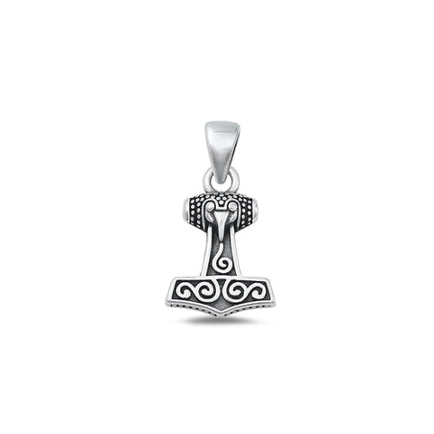 Sterling Silver Oxidized Celtic Hammer Pendant