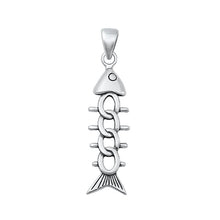 Load image into Gallery viewer, Sterling Silver Oxidized Fish Skeleton Pendant