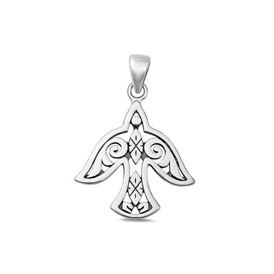 Sterling Silver Oxidized Bird Pendant