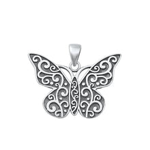 Load image into Gallery viewer, Sterling Silver Oxidized Butterfly Pendant-22mm