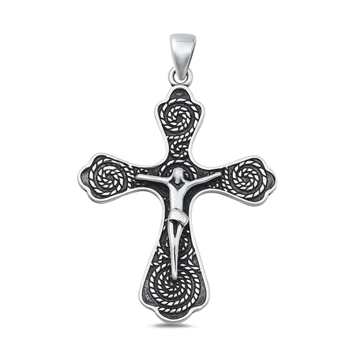 Sterling Silver Oxidized Crucifix Pendant