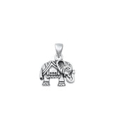 Sterling Silver Oxidized Elephant Pendant-13.4mm