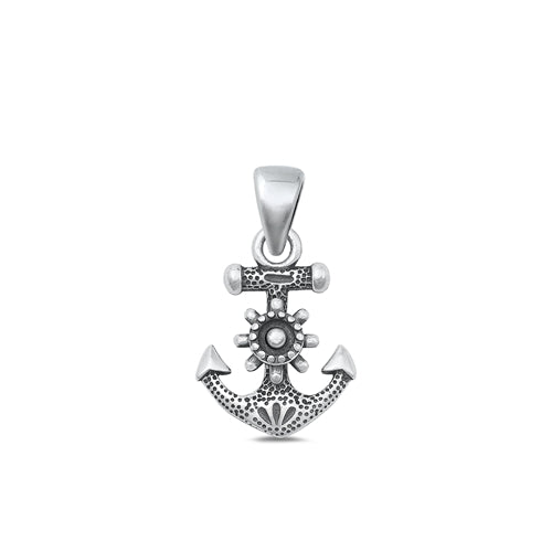 Sterling Silver Oxidized Anchor and Helm Pendant