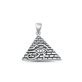 Sterling Silver Oxidized Eye of Horus and Pyramid Pendant