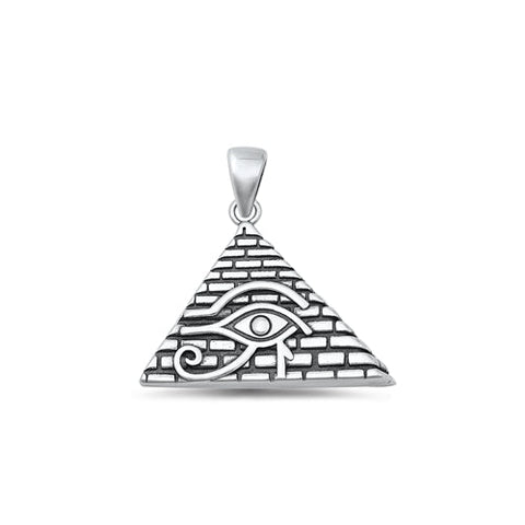 Sterling Silver Oxidized Eye of Horus and Pyramid Pendant