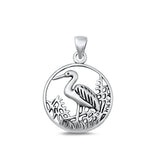 Sterling Silver Oxidized Stork Pendant