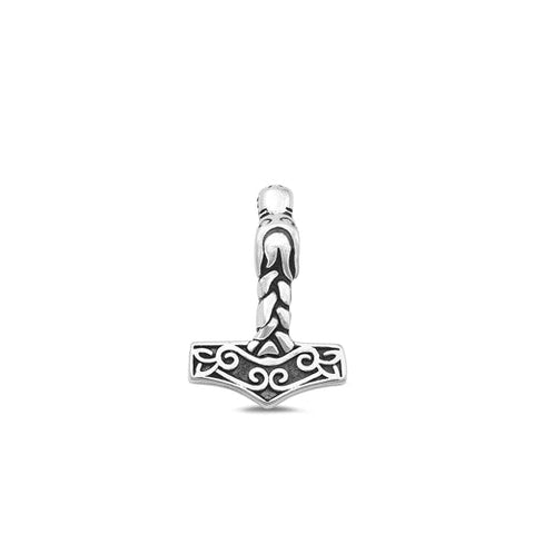 Sterling Silver Oxidized Celtic Hammer Pendant-17mm