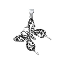 Load image into Gallery viewer, Sterling Silver Oxidized Butterfly Pendant-31mm