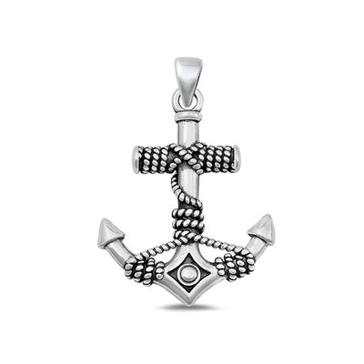 Sterling Silver Oxidized Anchor Pendant