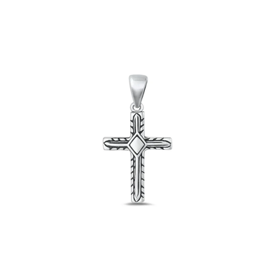 Sterling Silver Oxidized 15.7mm Cross Pendant